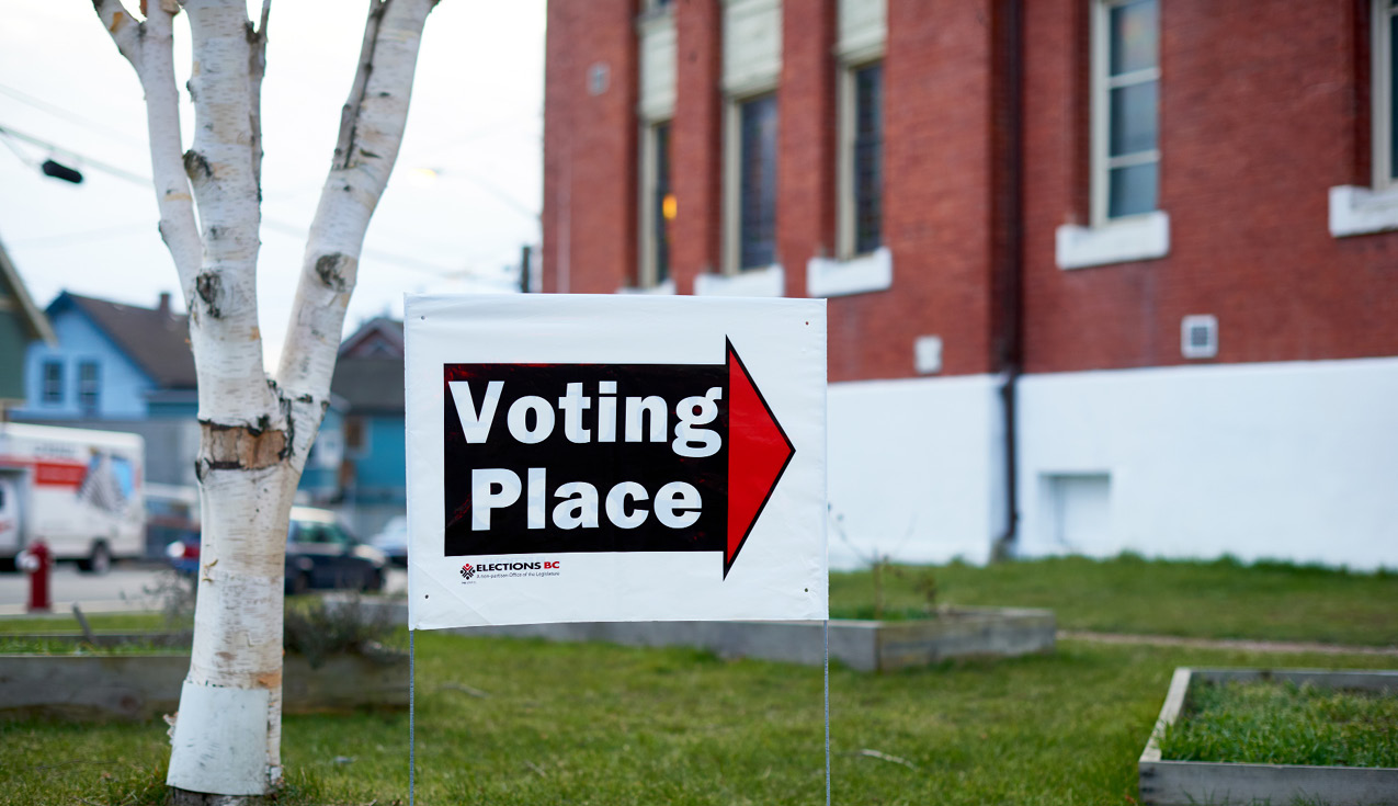 Voting place sign outside